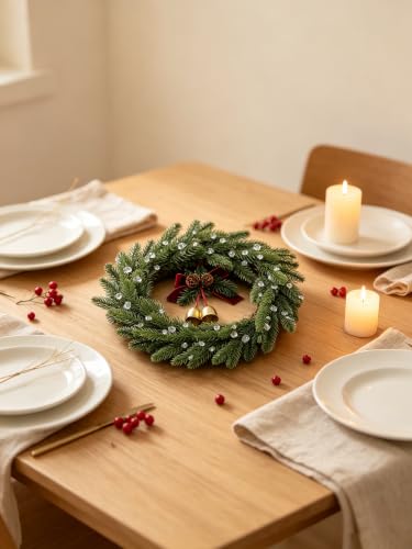 10 Inch Artificial Norfolk Pine Wreath for Front Door & Holiday Decor