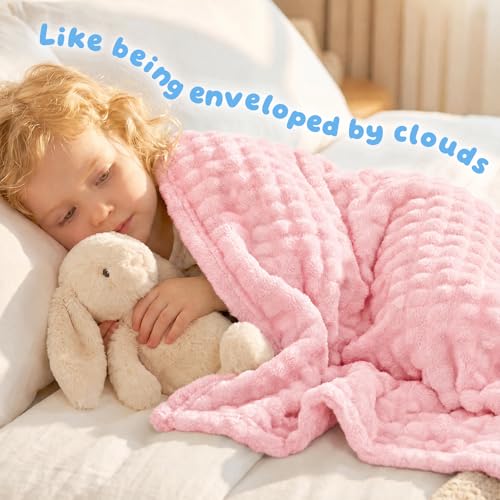 KIVEE Pink Fleece Baby Blanket - Soft 30" x 40" Fuzzy Throw for Crib