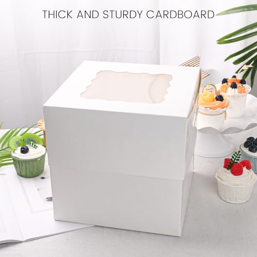 VGOODALL 2 Pack 8x8x8 Inch White Cake Boxes with Window