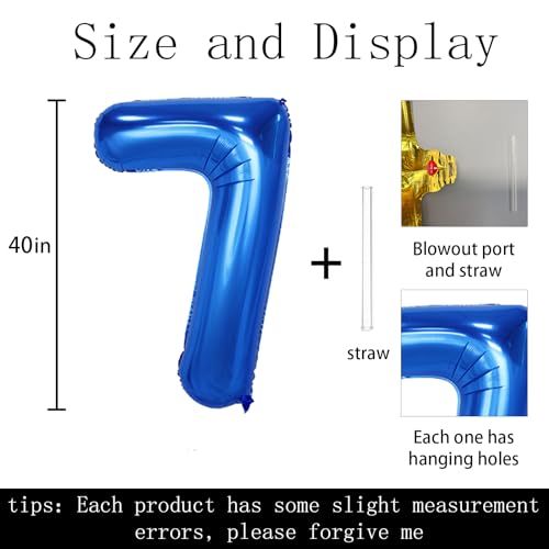 40-Inch Dark Blue Number 7 Foil Balloon for Birthdays & Events