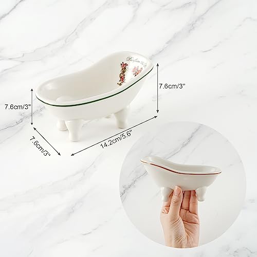 Little World Retro Ceramic Bathtub Soap Dish - 2PCS Self-Draining Holder