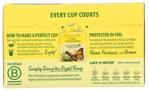 Bigelow Cozy Chamomile Herbal Tea - 20-Count Pack of 18