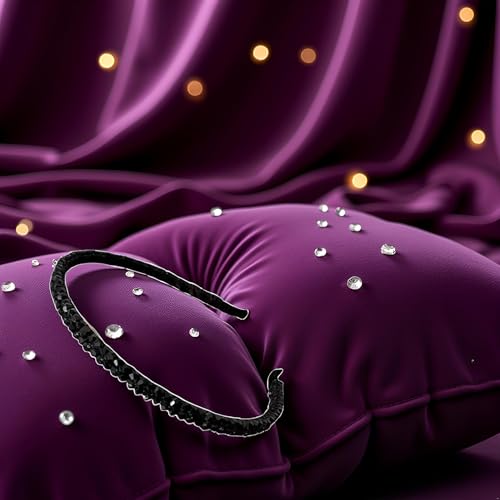 Black Crystal Bead Headband Sparkling Rhinestone Hair Band for Women