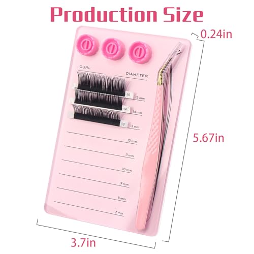 Pink Acrylic Eyelash Extension Pallet Kit with Tweezers