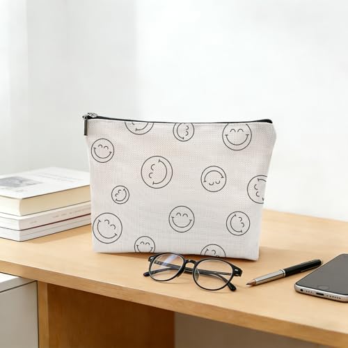 Fywelixc Smile Face Makeup Bag - Waterproof Cosmetic Organizer Pouch