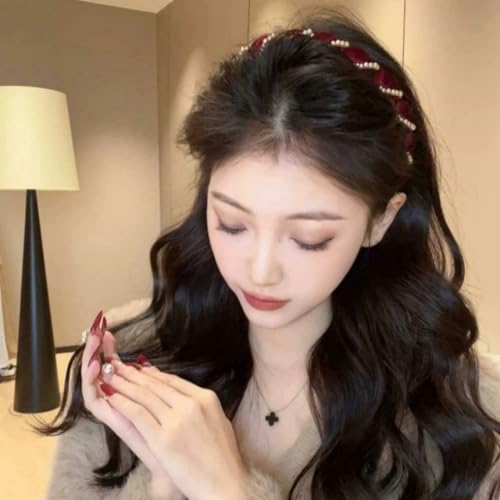 Black Pearl Headband Vintage High Cranium Non-Slip Hair Band