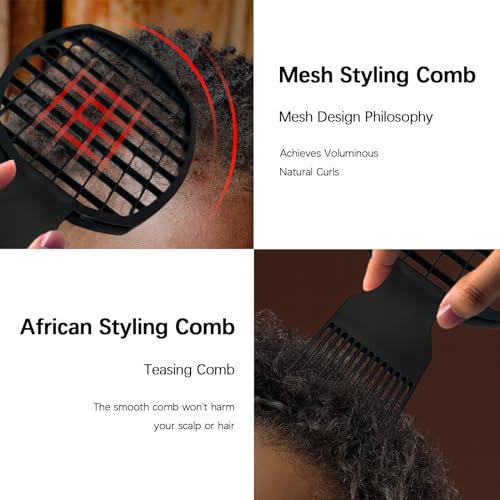 Kootinn Twist Hair Comb Brush 2-Pack, Dual-Sided ABS Styling Tool for Curls