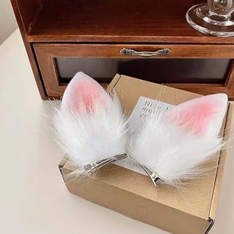 Amazleer Bunny Ear Hair Clips 2-Piece White Rabbit Ears Costume Prop