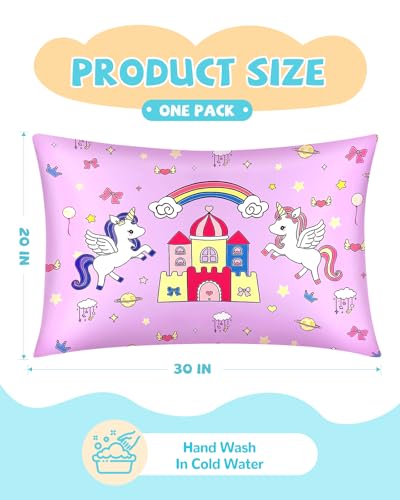 Miss Adola Kids Silk Pillowcase - 30x20 Inch, Couple Unicorn Design
