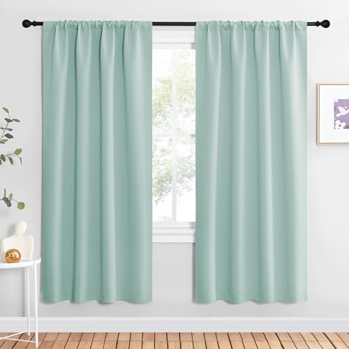 NICETOWN Aqua Blue Blackout Curtains - 42x72 Room Darkening Panels