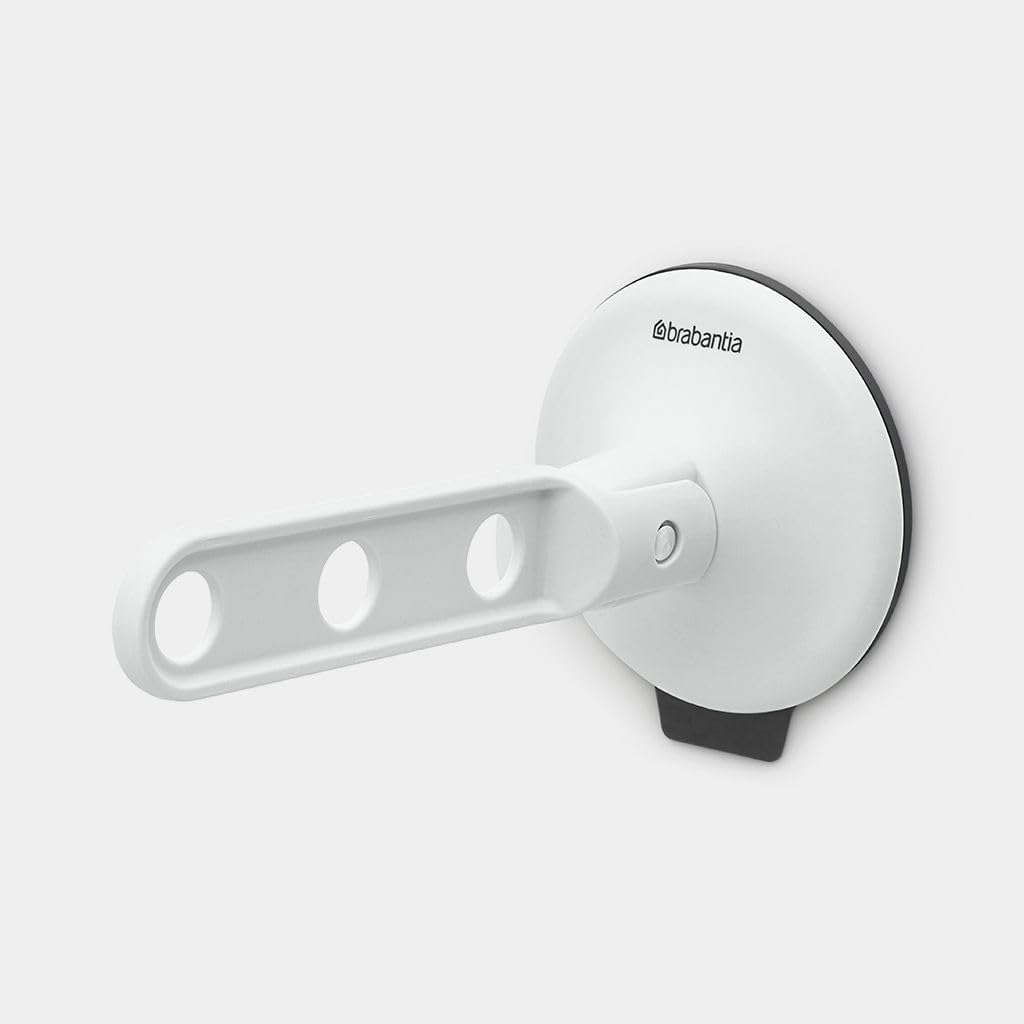 Brabantia Clothes Hook with Suction Cup – Light Gray | Airer Hook for Windows, Tiles, Mirrors | Compact Laundry Hanger Holds 3 Hangers, Up to 4.4 lbs | Ideal for Bathrooms or Small Spaces