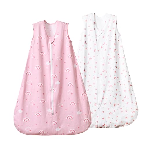 David's Kids Organic Cotton Baby Sleep Sack 6-12 Months - Rainbow & Space - 2 Pack