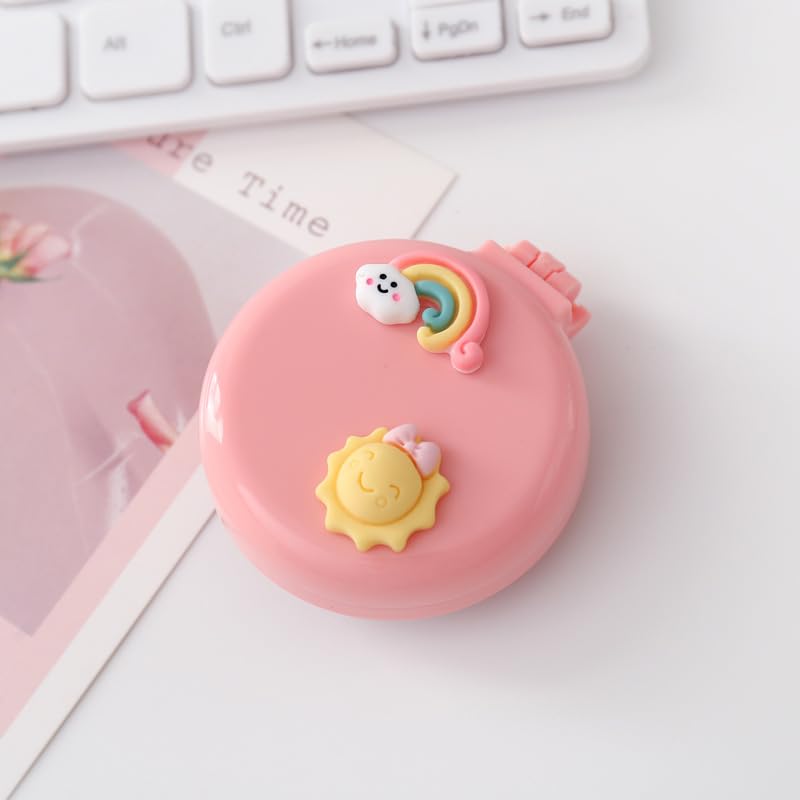 Pink Travel Hair Brush with Mirror - Compact Folding Pocket Hair Brush