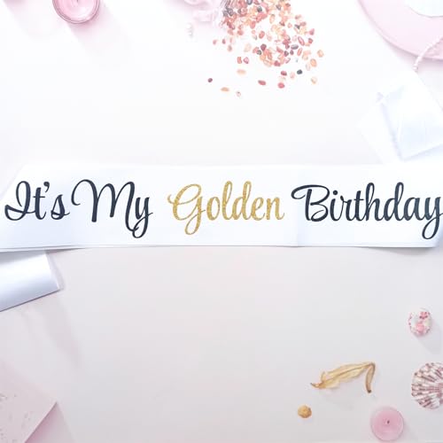 Golden Birthday Sash for Girls - White and Gold Party Decor