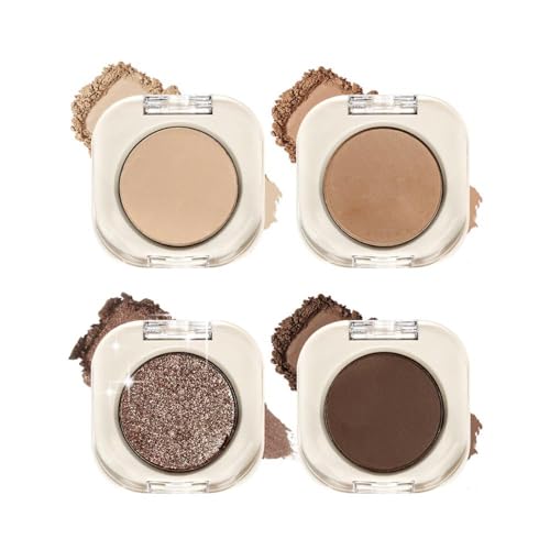 Houksouml 4-Pack Neutral Brown Eyeshadow Set - Matte & Glitter