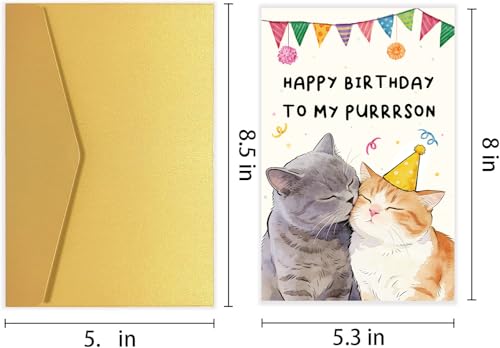 Romantic Cat Birthday Card - Cute Cuddling Cats Design #3