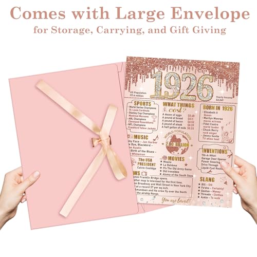 Turypaty Giant 100th Birthday Card - Vintage Pink Gold Design