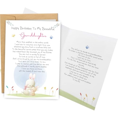 Heartfelt Birthday Card for Granddaughter with Romantic Poem