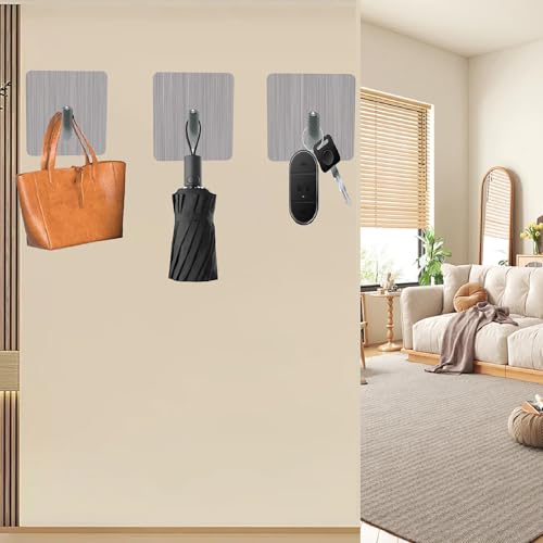 Heavy-Duty Self-Adhesive Stainless Steel Coat Hooks - 4 Pack