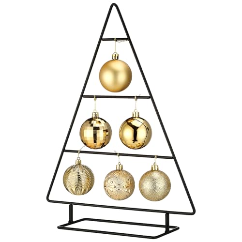 Metal Christmas Ornament Stand Tree Shaped Holder 16 Inch Black