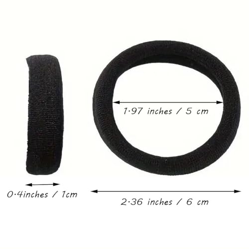 TsuvyXeg 50-Pack Elastic Hair Ties for Thick Hair, 2-Inch Black Hair Bands
