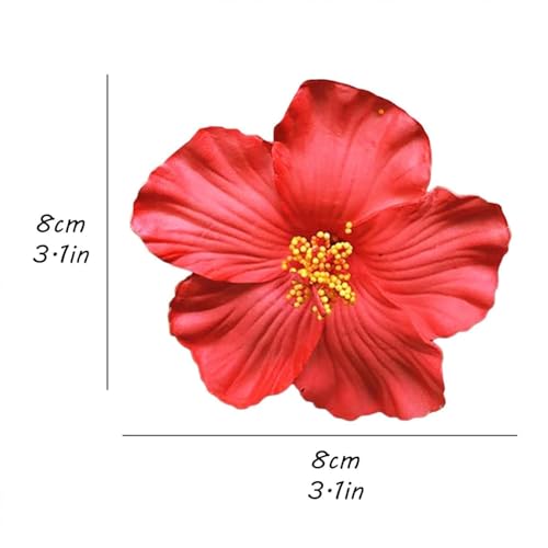 Red Hawaiian Flower Hair Clip 8cm Tropical Hair Accessory 2Pcs