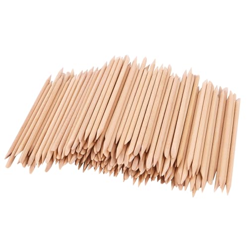 YOLCAR 200PCS Orange Wood Nail Sticks, 4.5-Inch Double Sided Cuticle Pusher