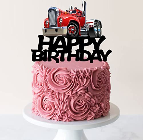 Heavy Truck Cake Topper - Black Acrylic Birthday Decoration