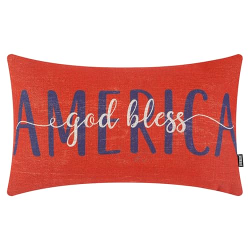 4th of July Patriotic Pillow Cover | Vintage God Bless America Cushion 12x20