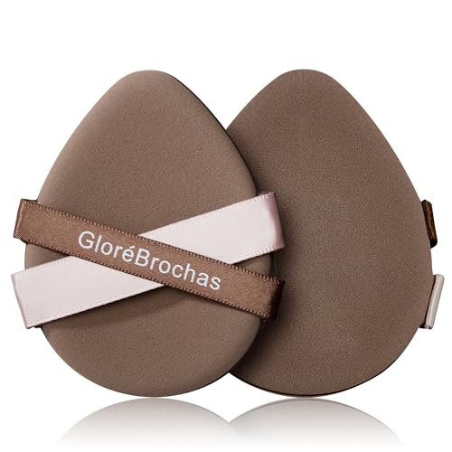 GloréBrochas Makeup Sponge Set 2PCS Latex-Free PU Soft Powder Puff Brown