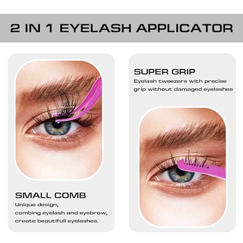 2-in-1 Eyelash Extension Tweezer with Comb Stainless Steel Rose