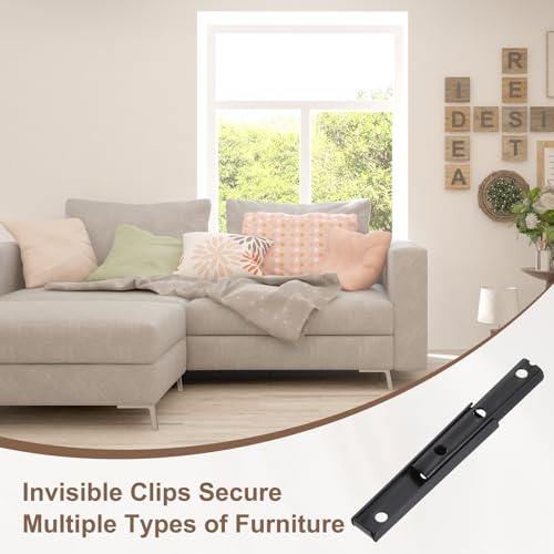 uxcell Sectional Couch Connectors - 75mm Interlocking Sofa Bracket, Black