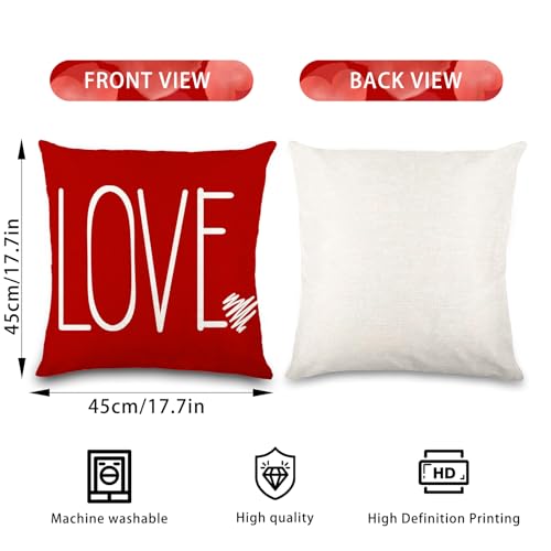 DIYDEC 4PCS Valentines Day Throw Pillow Covers, 18x18 Inch Red Heart Decor 1