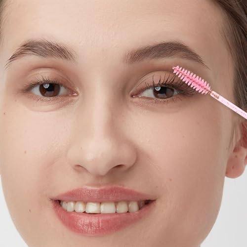 COCIDE 100Pcs Disposable Mascara Wands & Pink Lash Spoolies for Eyelash Extensions