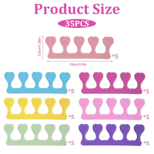 YBEATY 35 PCS Heart Sponge Toe Separators Set for Pedicure & Manicure