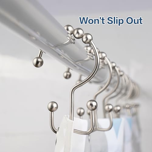 DAWNER Rust-Proof Stainless Steel Shower Curtain Hooks - Set of 12