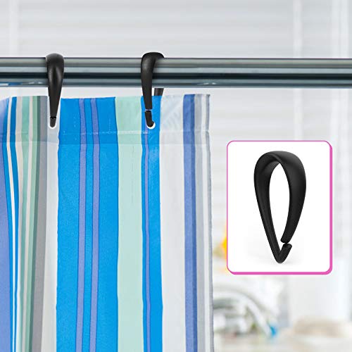 Qulable 12-Piece Plastic Shower Curtain Rings - Smooth Glide Drop-Shape Hooks