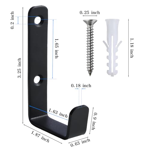 IBERDE Black Heavy Duty Stainless Steel Wall Hooks (6 Pack) for Garage, Coat, Towel & More