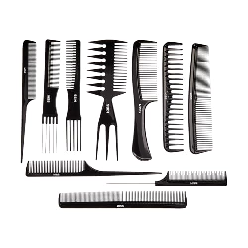 KISS Professional 10-Piece Hair Comb Set for Styling and Detangling