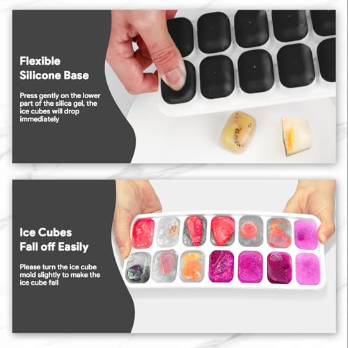 Airabc Black Silicone Ice Cube Trays - 4 Pack with Removable Lid