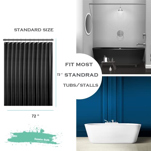 Eazzier Bath Black Plastic Shower Curtain Liner, 72x72 Inch, B03-black