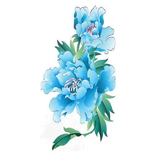 TAFLY Blue Flower Temporary Tattoos for Women Sexy Body Art 5 Sheets
