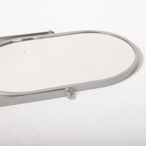 Numjeg Portable Silver Metal Makeup Mirror - 180° Rotation Vanity Mirror for Bedroom