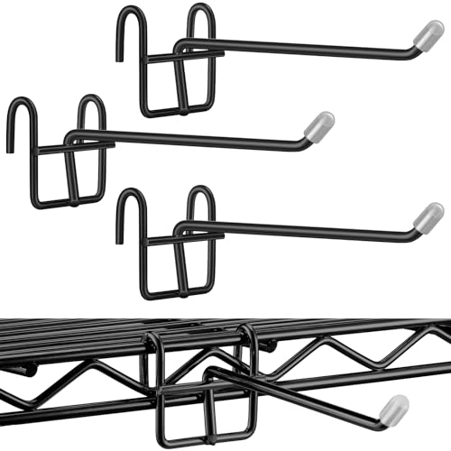 MorningRo Heavy Duty Metal Wire Shelf Hooks - 4 Pack, Black