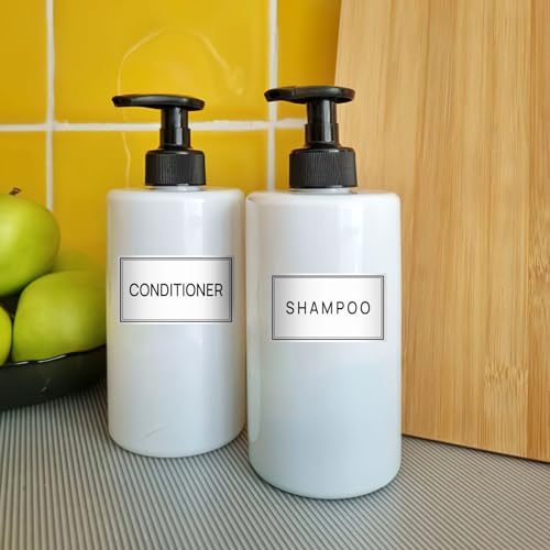 Bathroom Waterproof Label Stickers - 32pcs Organizing Labels for Bottles, Hand Soap, Shampoo & Conditioner