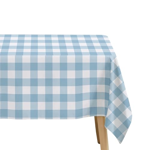 Light Blue Gingham Tablecloth Set - 3 Pcs, 55 x 86in