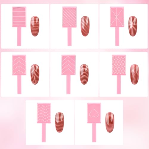 KAZIPOP 9-Piece Cat Eye Nail Art Magnet Set - Multifunctional Magnetic Wand & Sticks