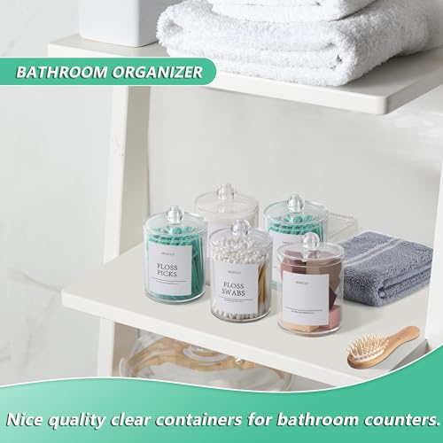 4-Pack Clear Bathroom Storage Canisters with Lids and Labels