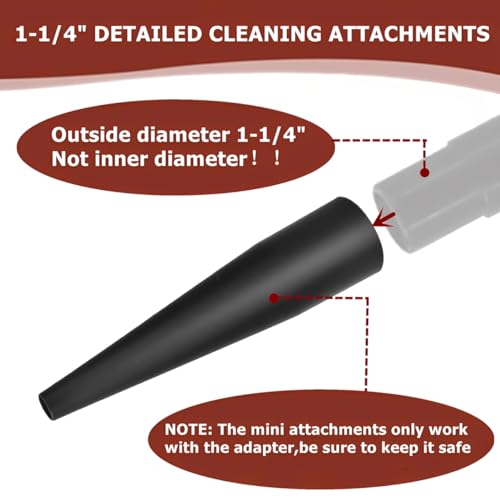 YurMemo 6-Pack Micro Cleaning Nozzle Kit for 1-1/4" Shop Vacuum - Black