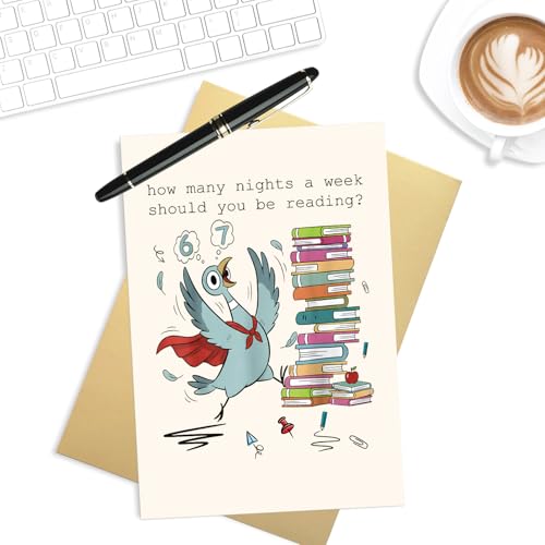 Super Bird Reading Greeting Card - 6-7 Meme Gift for Book Lovers